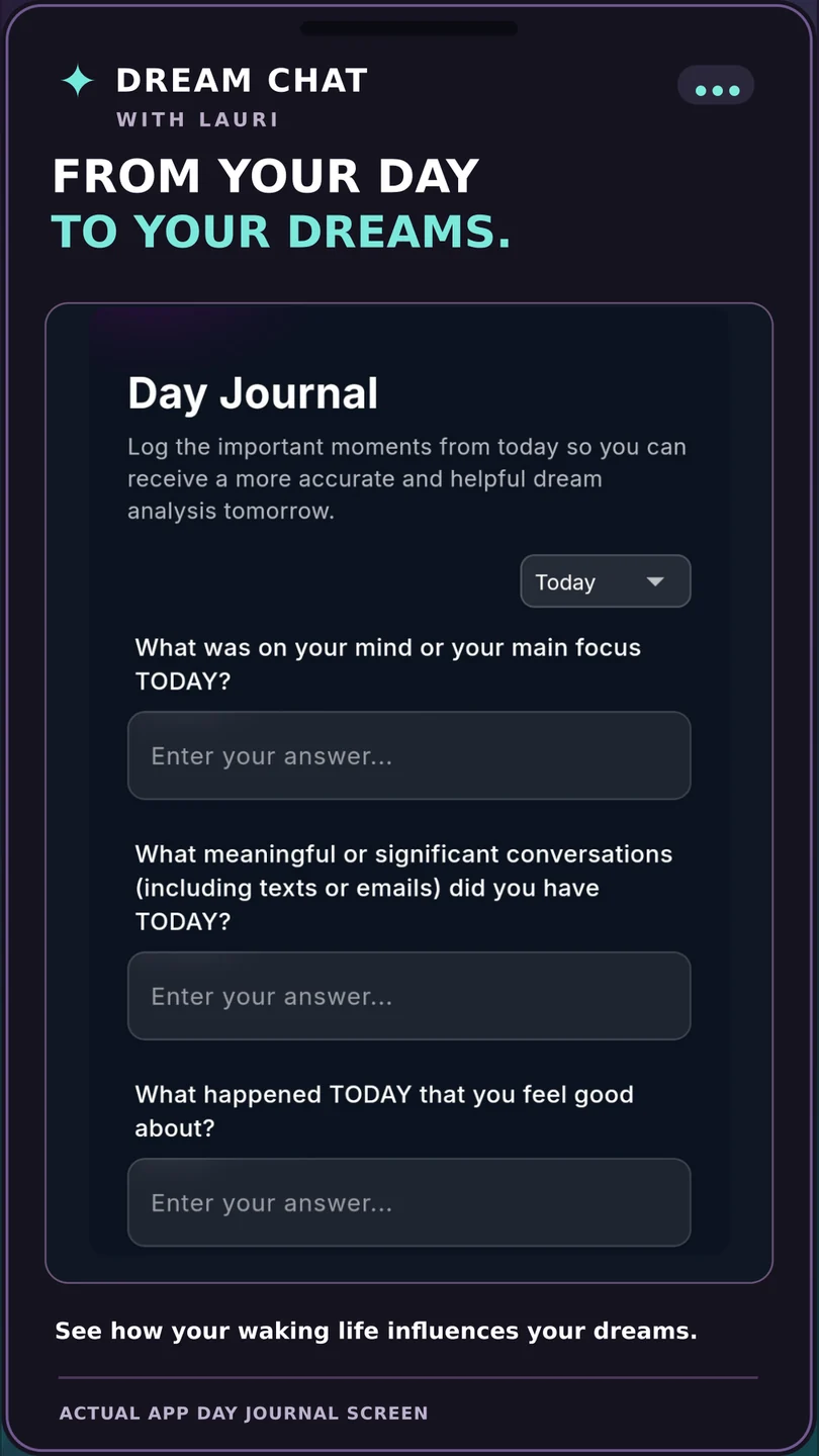 The five-question Day Journal in the app